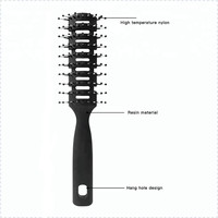 Brosse à cheveux professionnelle, avec poignée en plastique noire, en Nylon, Logo personnalisé, étiquette privée, démêlante, 10 pièces