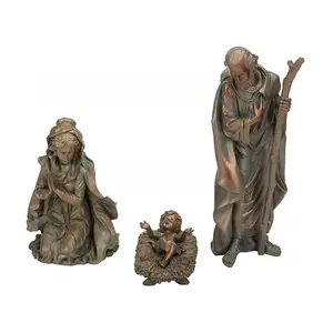 Polyresin/Resin krippen szene outdoor 3-Piece Bronze Finish Mary, Joseph und Baby Jesus Outdoor Safe Garden Nativity Set