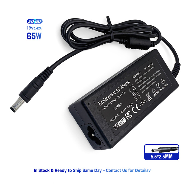 Reliable and Efficient 65W for Toshiba Laptop Charger 19V3.42A with 5.5*2.5mm Connector High Quality PD Function OTP Protection