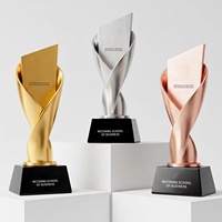 Trofeo Conmemorativo Personalizado de Alta Gama para Empresas, Trofeo de Resina Chapado en Oro para Premiar a Empleados Destacados