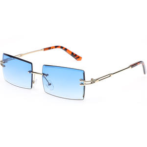 Металлические бескаркасные UV400 Красочные солнцезащитные очки оптом модные европейские американские квадратные ультра легкие солнцезащитные очки - Product Image 4