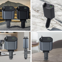 Nouveau chargeur de voyage universel 4-en-1 pour voitures, charge rapide, câble rétractable, affichage numérique, chargeur de voiture Type-C, sortie 5V/3A