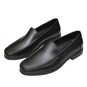 Mocassins de bureau de luxe personnalisés à bout carré noir, en cuir véritable respirant et léger, à lacets, pour printemps-été - Product Image 4