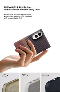 Casing Ponsel Lipat 8 Wide Serat Karbon Magnetik Wireless Charging Bumper Cover Mewah Warna Solid Anti Guncangan Anti Sidik Jari - Product Image 6