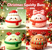 Jouet Squishy de Noël à Remontée Lente, Bonhomme de Neige, Renne, Chapeau de Père Noël, Kawaii, Doux, Anti-Stress, Fidget, Cadeau, Décoration