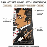 Impression de livrets de programmes de concert personnalisés, illustration en couleur 3D, reliure à cheval, papier d'art, impression offset, OEM