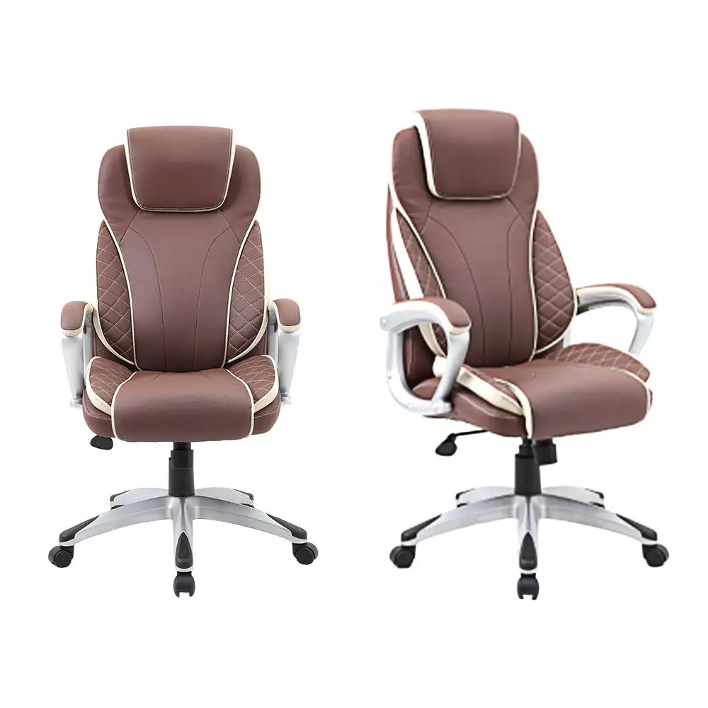 Офисные стулья Роскошный исполнительный кожаный коричневый стул регулируемый высокий спинкой офисный стул