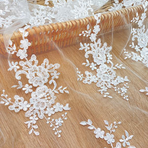 수제 DIY 액세서리 패치 천연 흰색 섬세한 구름 베일 수 놓은 꽃 레이스 메쉬 웨딩 원피스 의류 조립 - Product Image 2