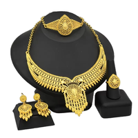 Ensemble de bijoux de luxe plaqué or 24 carats Jingyue, collier, bague, bracelet, boucles d'oreilles, ensembles de bijoux pour femmes, style indien
