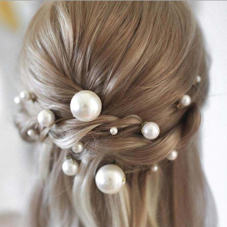 Go Party 2023 горячая распродажа 18 шт. различные размеры свадебные жемчужные Заколки Для Волос u-образная шпилька для волос Свадебные аксессуары для волос