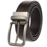 Ceinture en cuir de vachette noire avec boucle à ardillon en alliage LY35-ZZ4018-4, personnalisable avec logo OEM, boucle réversible