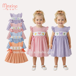 Детские платья на заказ с бантом, оптовая продажа детской одежды с вышивкой для девочек, праздничные платья для девочек, вышитая одежда для девочек-принцесс - Product Image 1