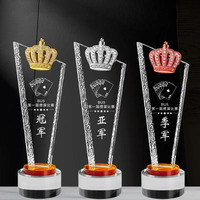 Trophée en verre vierge de membre MVP personnalisé Médailles de couronne en cristal coloré Plaques Technique de gravure sculptée Souvenir sur le thème des animaux