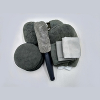 9 pièces Kit de lavage de voiture fournitures serviette en microfibre détaillant la brosse de roue de voiture épilation à la cire éponge combinaison outils de nettoyage de voiture