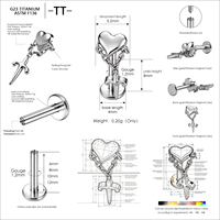 Piercing Labret en Titane ASTM F136 à Filetage Interne pour Hommes et Femmes - Idéal pour Tragus, Hélix, Cartilage