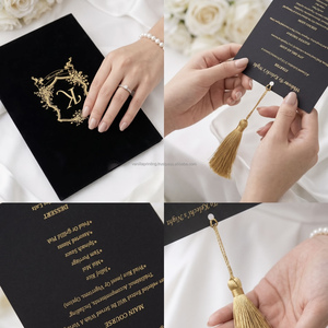 Custom Logo Collaborative Souvenir Wedding Card Set Tassel Invitation RSVP Menu Paperboard Letterpress <b>Printing</b> Coated <b>Paper</b> - Product Image 2