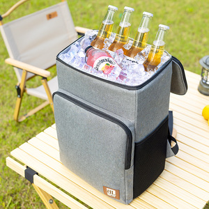 Insulated Backpack Cooler <b>20L</b> Gray Portable Outdoor Beer <b>Bag</b> With Ice Pack Waterproof Foldable Travel Shoulder <b>Bag</b> - Product Image 2