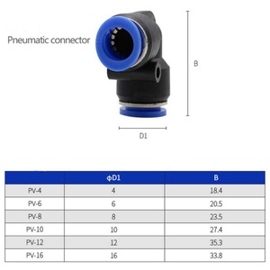 Air Line Pneumatic <b>Quick</b> <b>Connector</b> Fittings Kit Push to Connect 90 Degree Elbow Fittings - Product Image 2