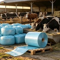 Film d'emballage pour balles d'ensilage bleu, fabricant direct d'usine, film étirable agricole, largeur personnalisée