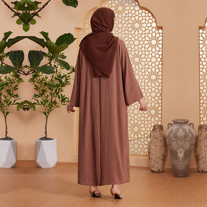 Habib Nouvelle Collection Vêtements Islamiques <span class=keywords><strong>Ensemble</strong></span> 2 Pièces Abaya Ouverte de Dubaï avec Robe Intérieure - Product Image 5