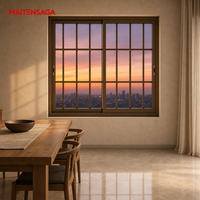 Fenêtre coulissante horizontale à deux panneaux en verre avec grille, options de couleur pour salon, chambre, villa