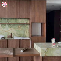 Diapositives de pierre de Jade en marbre vert naturel, panneau mural en carrelage, Onyx vert clair, prix d'usine