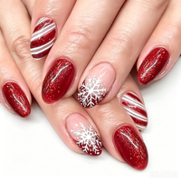 Easywell - Juego de 30 Uñas Postizas de Lujo con Diseño Navideño, Uñas a Presión para Uso Festivo, Calidad de Salón, Hechas a Mano