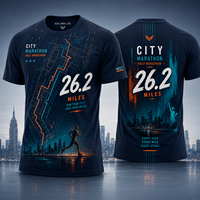 T-shirt de course à pied pour homme, manches courtes, sublimation, séchage rapide, polyester, pour la demi-marathon de la ville de New York, 26,2 miles