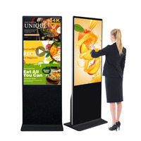 Écran d'affichage numérique d'animation intérieur de 32, 43, 49, 55 pouces, lecteur multimédia vertical mince sur pied, signalisation numérique LCD pour centre commercial