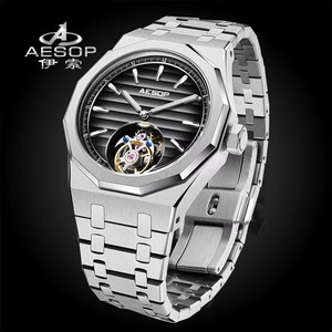 Reloj Mecánico Tourbillon para Hombre AESOP, Caja de Acero Inoxidable, Esfera Azul, Cristal de Zafiro, 42 mm, Movimiento Analógico de Lujo - Product Image 2