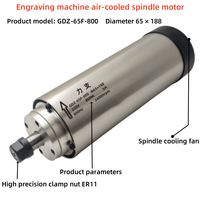 Kit de moteur de broche refroidi par air pour machine de gravure + convertisseur de fréquence + pince, moteur de broche 0,8 kW 24000 tr/min, moteur à vitesse CNC