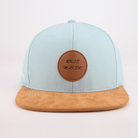 Sombrero de béisbol ajustado con etiqueta de cuero de 6 paneles personalizados de alta calidad, gorras Snapback de algodón, sombreros para hombre
