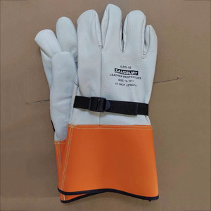 قفازات لحام كهربائية مخصصة مقاس <span class=keywords><strong>14</strong></span> بوصة من جلد الماعز، مقاومة للحرارة ومضادة للحروق، قفازات عمل مقاومة للتآكل وسميكة للسلامة - Product Image 2