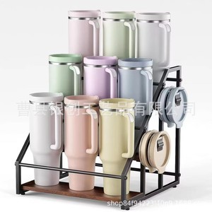 Multi Tiered Display Rack Iron Wood <b>Desktop</b> 4 Layers For Kitchen Storage Organization - Product Image 1