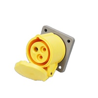 Prise femelle industrielle CEE 16A 110V 2P+E IP44 à montage encastré droit, connecteur jaune