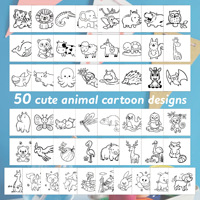 Livre de coloriage transfrontalier de 50 pages pour enfants, livre de gribouillage animaux de dessin animé, mini bloc de coloriage portable