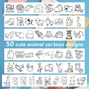 Libro <span class=keywords><strong>da</strong></span> <span class=keywords><strong>colorare</strong></span> transfrontaliero <span class=keywords><strong>da</strong></span> 50 pagine per bambini, con animali dei cartoni animati, blocco <span class=keywords><strong>da</strong></span> disegno portatile mini - Product Image 3
