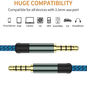 Paquete de 2 cables de audio <span class=keywords><strong>TRRS</strong></span> de 3,5mm, 4 conductores con micrófono, cable auxiliar trenzado de nailon, compatibles con estéreos para el hogar del coche, altavoz, auriculares, Sony - Product Image 2