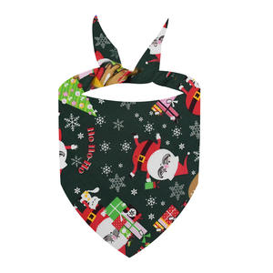 Joymay Bandanas élégants personnalisés en polyester/coton/bambou pour chats de compagnie Père Noël imprimés 40X40X60 écharpes de Noël pour chiens été - Product Image 6