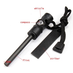 Allume-feu de survie 5-en-1 avec <span class=keywords><strong>grattoir</strong></span>, boussole et sifflet pour le camping et la randonnée - Product Image 3