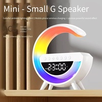 Speaker Audio Nirkabel Mini MQ dengan Pengisian Daya, Jam Alarm, Lampu Ambient, Sistem Suara Desktop Multifungsi