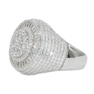 Custom Jewelry <b>Ring</b> 14k 18k <b>White</b> <b>Gold</b> Fully Iced Baguette Round Face VVS Moissanite Diamond <b>Ring</b> Hip Hop <b>Ring</b> <b>for</b> <b>Men</b> Women - Product Image 1