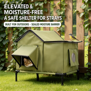 Waterproof Heated Fabric Pet <b>House</b> Indoor <b>Outdoor</b> <b>Cat</b> Bed Cottage Enclosed Small Animal Shelter Winter Use - Product Image 6