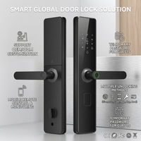 Serrure de porte intelligente en aluminium et bois avec déverrouillage par empreinte digitale, mot de passe et carte, stockage sur carte mémoire, contrôle via l'application TTlock