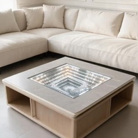 Table basse moderne de luxe en gros avec miroir LED RGB à effet infini 3D Abyss pour discothèque, bar et mobilier de salon