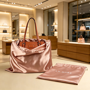 Sac à poussière en satin en gros pour sac à main, pochette de rangement de luxe pour bijoux, emballage personnalisé avec cordon de serrage, petit MOQ 100 pièces - Product Image 4