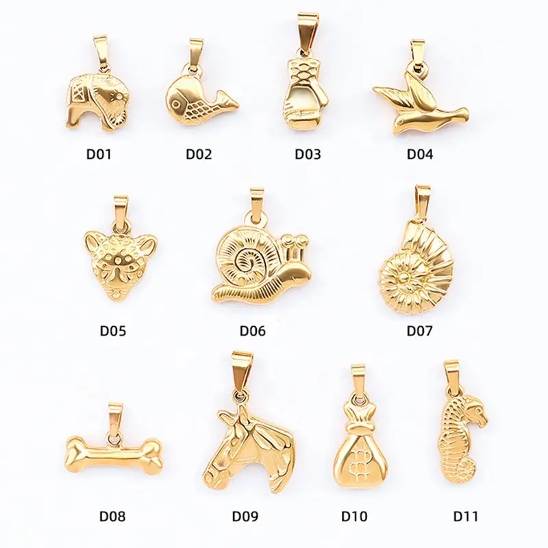 Personalized Cute Women Charms For Custom Jewelry Making Stainless Steel Gold Pendants Animal Horse Money Bag Pendant