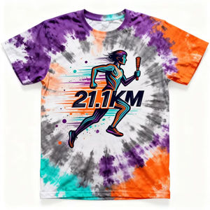 Camiseta Deportiva de Poliéster de Secado Rápido para Maratón, Personalizada con Estampado, Cuello Redondo, Manga Corta, para Eventos - Product Image 1