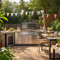 Matériel de cuisine extérieur multifonctionnel moderne en acier inoxydable robuste, barbecue au gaz propane encastrable avec brûleur infrarouge pour les fêtes