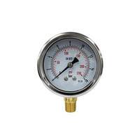 AKS 63mm Semi-Steel Pressure Gauge 0-16 Bar 0-230 PSI 1/4 NPT Bottom Connection Bourdon Tube Industrial Pressure Meter